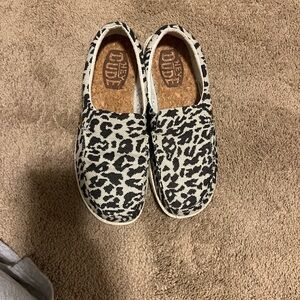 Hey Dude Women's Black and White Slip-On Shoes